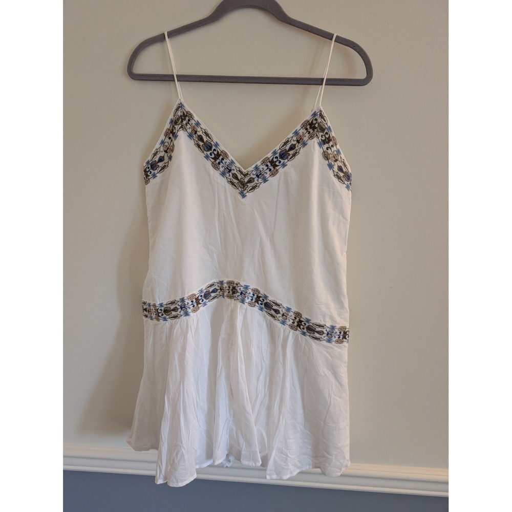 Abercrombie & Fitch White Embroidered Cotton Romper Medium Tall NWT cottagecore